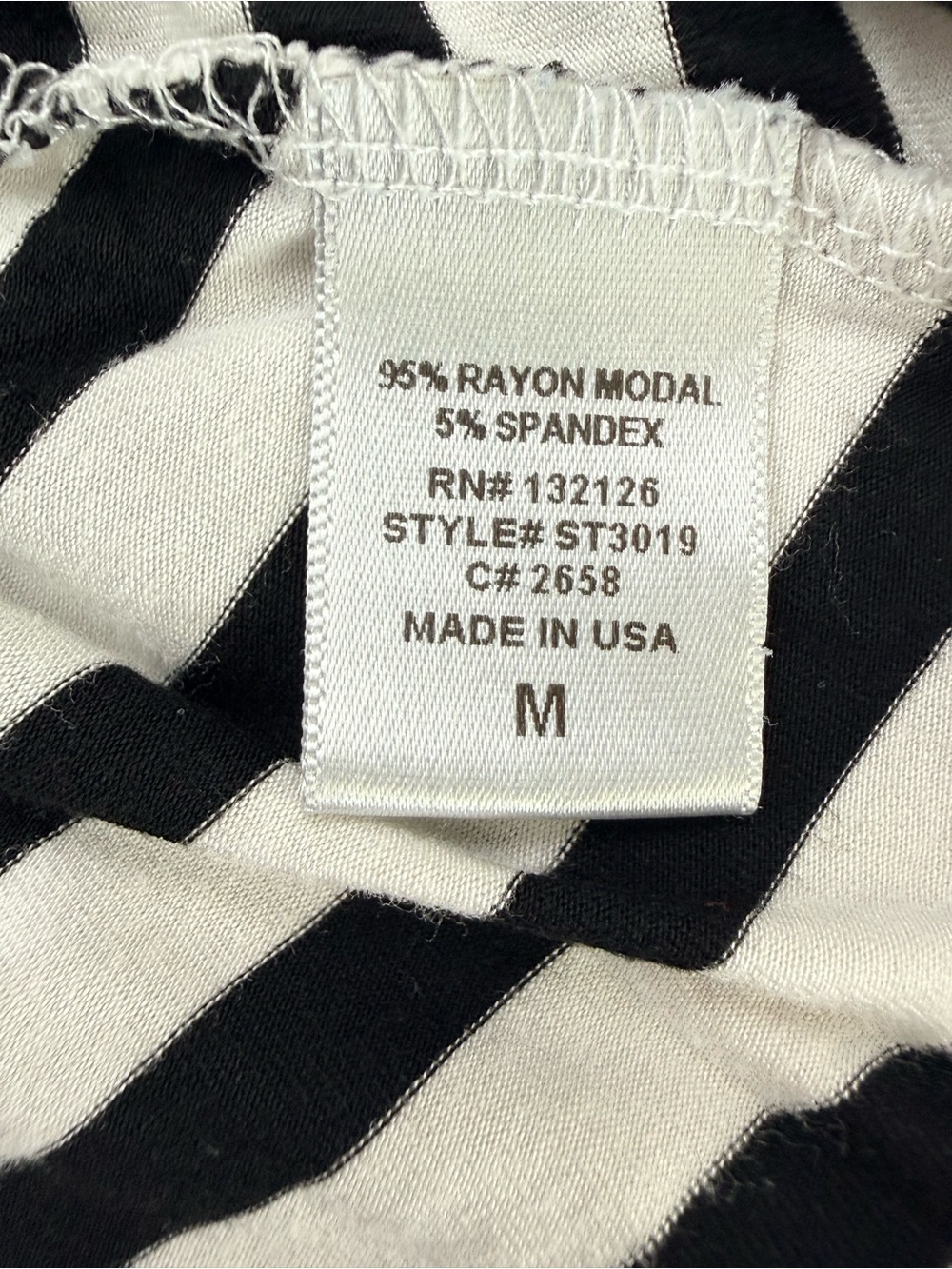 Carly Jean Los Angeles Black White Striped V Neck Dolman Sleeve Modal Top Medium - Picture 7 of 8